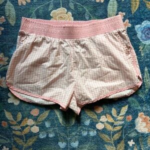 Happily Grey Sz XL High-Waist Pink Gingham Women's Shorts with Elastic Waistband